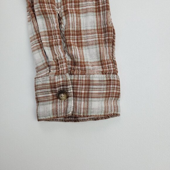 Maurices Long Sleeve Button Up Plaid Flannel Shirt Size M Ombre Bleach Dipped - Picture 5 of 14